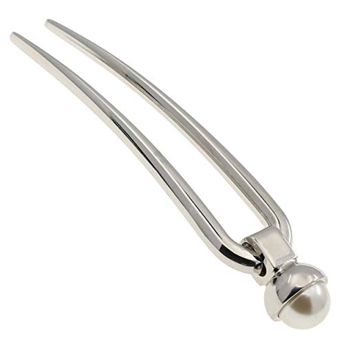 Gia Alessandra GA248 Wedding Bridal Hair Barrette Slide Clip Silver and Large Pearl Styling Girls Hair Ornaments. No Slip Durable Styling Hair Accessories for Women. Handmade in Italy (2.75 Inch) Gia Alessandra