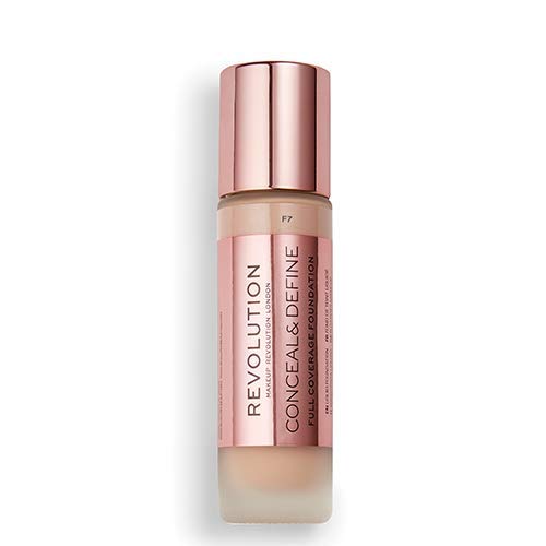 Makeup Revolution Conceal and Define Foundation, Full Coverage & Matte Finish, F7 for Fair Skin Tones, Vegan & Cruelty-Free, 0.7 Fl Oz Makeup Revolution