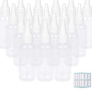 Trendbox 2oz Clear Plastic Bottles Applicator with Twist Top Cap BPA-Free For Hair Oils and Liquids 48 Pack with 48pcs Labels TRENDBOX