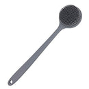 DNC Silicone Back Scrubber for Shower Bath Body Brush with Long Handle, BPA-Free, Hypoallergenic, Eco-Friendly (Gray) DNC