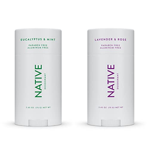 Native Deodorant | Natural Deodorant for Women and Men, Aluminum Free with Baking Soda, Probiotics, Coconut Oil and Shea Butter | Eucalyptus & Mint, Lavender & Rose - Variety Pack of 2 Native