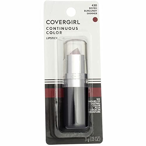 CoverGirl Continuous Color Lipstick, Bistro Burgandy 430 - Pack of 2 COVERGIRL
