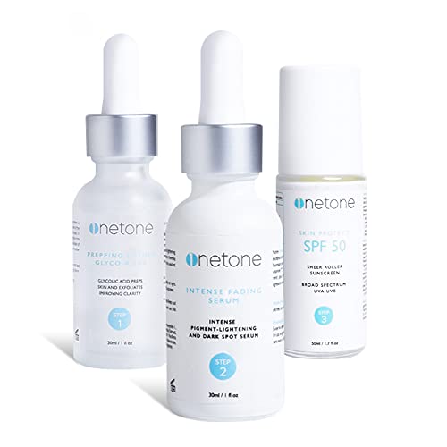 Omic OneTone, Hyperpigmentation Treatment, 3 Step Kit with Glycolic Acid, Dark Spot Serum, Sunscreen 50 | Chemical Peel For Face, Melasma, Even Tone, Acne Spot OMIC