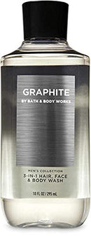 Bath and Body Works Men's Collection Graphite 3-in-1 Hair Face and Body Wash 10 Fluid Ounce - SET OF 2 White Barn Candle Company Bath and Body Works