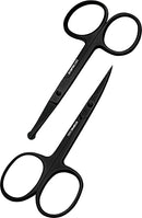 Utopia Care Curved and Rounded Facial Hair Scissors for Men - Mustache, Nose Hair & Beard Trimming Scissors, Safety Use for Eyebrows, Eyelashes & Ear Hair-Professional Stainless Steel (Black) Utopia Care