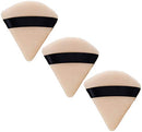 3-Pack Powder Puffs For Face Makeup, Made of Cotton Velour in Triangle Wedge Shape Designed for Contouring, Under Eyes and Corners JUVITUS