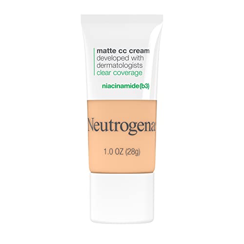 Neutrogena Clear Full Coverage Flawless Matte CC Cream, Face Makeup with Niacinamide (b3), Oil/Fragrance/Paraben & Phthalate Free, Porcelain 2.0, 1 Fl Oz Neutrogena