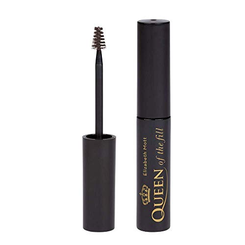 Elizabeth Mott Eyebrow Gel Makeup - Queen of the Fill Brow Tint and Filler - Brush to Fill in Eyebrows and Cover Gray Hairs - Cruelty Free - Dark Medium Brown , 4g Elizabeth Mott