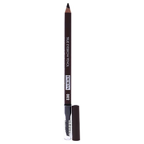 Pupa Milano True Eyebrow Pencil - Total Fill Eyebrow, Long Lasting and Waterproof - Wooden Pencil with Mini Comb - Combination of Waxes and Oils, Rich and Highly Pigmented - 002 Brown - 0.038 Oz PUPA Milano