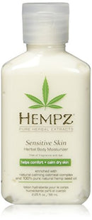 Hempz Sensitive Skin Herbal Body Moisturizer with Oatmeal, Shea Butter for Women and Men,2.25 oz. -Premium,Soothing Body Lotion with Hemp Seed, Cocoa Seed, Mango Seed for Dry Skin -Skin Care Products Hempz