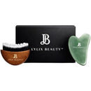 Lymphatic Contour Face Brush & Jade Gua Sha | Lymphatic Drainage Brush for Face & Neck | Dry Brush for Face, Sculpting & Depuffing - Face Lymphatic Drainage Tool for Skin Care Infinity Warehouse