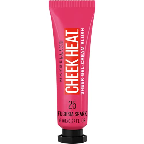 Maybelline Cheek Heat Gel-Cream Blush Makeup, Lightweight, Breathable Feel, Sheer Flush Of Color, Natural-Looking, Dewy Finish, Oil-Free, Fuchsia Spark, 0.27 Fl Oz Maybelline New York