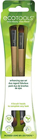 EcoTools Duo Eyeshadow Makeup Brush Set, Define Blend & Smudge, Set of 4 Brush Heads EcoTools