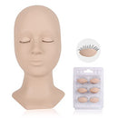 LASHVIEW Lash Mannequin Head,Replaced Eyelids Mannequin Head, For Lash Extension Practice, with 4 Pairs Replaced Eyelids, Makeup Soft-Touch Rubber Practice Head, Natural Skin Color LASHVIEW