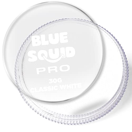 Blue Squid PRO Face Paint - Classic White (30gm), Superior Quality Professional Water Based Single Cake, Face & Body Makeup Supplies for Adults, Kids & SFX Blue Squid