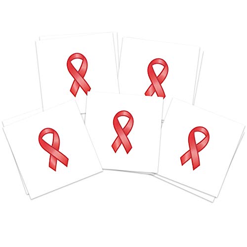 AIDS Ribbon Temporary Tattoos (10 Pack) | Skin Safe | MADE IN THE USA| Removable Fashiontats