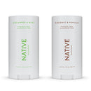 Native Deodorant | Natural Deodorant for Women and Men, Aluminum Free with Baking Soda, Probiotics, Coconut Oil and Shea Butter | Coconut & Vanilla and Cucumber & Mint - Variety Pack of 2 Native