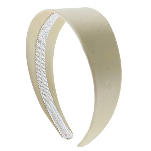 Champagne 2 Inch Wide Satin Hard Headband with No Teeth Head band for Women and Girls (Motique Accessories) Motique Accessories