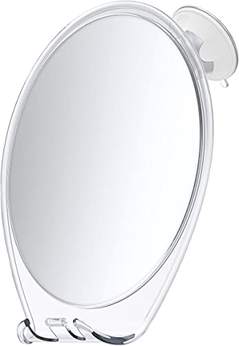 HoneyBull Shower Mirror Fogless for Shaving - with Suction, Razor Holder for Shower & Swivel, Mirrors, Shower Accessories, Bathroom Mirror, Bathroom Accessories, Holds Razors for Men (XL White) HONEYBULL