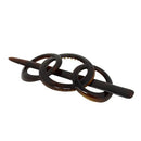 Parcelona French Triple Ringed Tortoise Brown Shell Celluloid Made in France Hair Slider Pin Thru Ponytail Holder Cover with Stick Parcelona