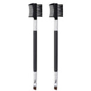 2 PCS Duo Eyebrow Brush, Angled Eyebrow Brush & Eyelash Comb Set Professional Eye Powder Foundation Brush TEOYALL