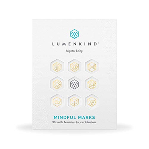 LumenKind, Mindful Marks (Gold) 31 Tiny Temp Tattoo Mindfulness Stickers - Wearable Reminders for your Intentions. Choose your Focus - Set your Intention - Renew your Commitment LUMENKIND
