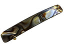French Amie Small 2 1/4 Inches Onyx Celluloid Handmade Automatic Hair Clip Hair Barrette (Onyx Silver Grey) French Amie