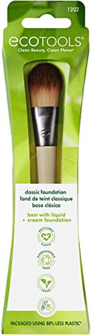 EcoTools Classic Foundation Makeup Brush, For Liquid and Cream Foundation, Streak Free Buildable Coverage, Cruelty Free & Vegan,1 Count EcoTools