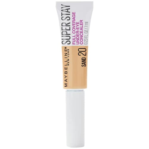 Maybelline New York Super Stay Super Stay Full Coverage, Brightening, Long Lasting, Under-eye Concealer Liquid Makeup Forup to 24H Wear, With Paddle Applicator, Sand, 0.23 fl. oz. Maybelline New York
