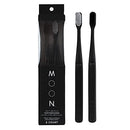 MOON Toothbrushes, Soft Bristle, White and Black Sleek Toothbrushes, 2 Pack Moon