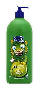 Suave Kids 3-in-1 Shampoo, Conditioner, Body Wash For Tear-Free Bath Time, Silly Apple, Dermatologist-Tested Kids Shampoo 3-in-1 Formula 40 oz Suave