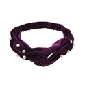 Velvet Knot Headwrap with Pearls - Purple Motique Accessories