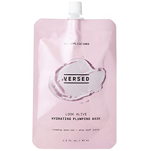 Versed Look Alive Hydrating Plumping Face Mask - Cooling Gel Facial Mask with Vegan Collagen to Plump, Moisturize + Smooth Skin - Soothing Aloe + Rosehip Oil - Skin Care (1.5 oz Pouch) Versed