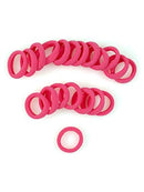 Heliums Small Fuchsia Pink Gentle Hold, 1 Inch Mini Sized, Soft and Stretchy Seamless Elastic Nylon Fabric Rolled Ponytail Holders for for Kids, Braids and Fine Hair - 20 Hair Ties Heliums