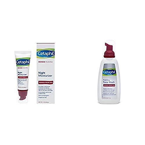 Cetaphil Redness Relieving Night Moisturizer, 1.7 Ounce with Redness Control Daily Foaming Face Wash, 8.0 Fluid Ounce Cetaphil