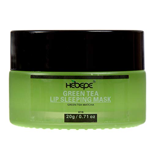 Hebepe Green Tea Matcha Lip Sleeping Mask Overnight with Applicator, Dry Lips Treatment with Coconut Oil, Vitamin E, Fig Extract, Orchid, and Shea Butter, Moisturizer for Dry, Chapped, Cracked Lips Hebepe