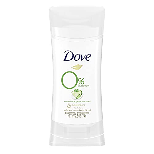 Dove 0% Aluminum Deodorant Stick Non irritating for Underarm Care Cucumber and Green Tea, 2.6 Oz Dove
