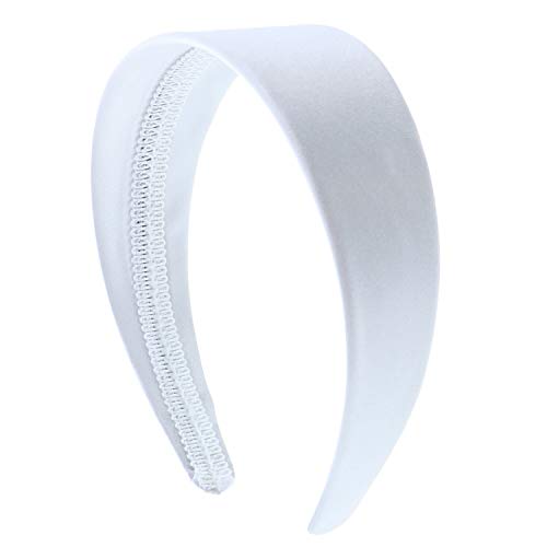 White 2 Inch Wide Satin Hard Headband with No Teeth Head band for Women and Girls (Motique Accessories) Motique Accessories