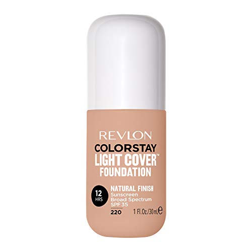 Revlon ColorStay Light Cover Liquid Foundation, Hydrating Longwear Weightless Makeup with SPF 35, Light-Medium Coverage for Blemish, Dark Spots & Uneven Skin Texture, 220 Natural Beige, 1 fl. oz. REVLON