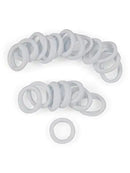Heliums Small White Gentle Hold, 1 Inch Mini Sized, Soft and Stretchy Seamless Elastic Nylon Fabric Rolled Ponytail Holders for for Kids, Braids and Fine Hair - 20 Hair Ties Heliums