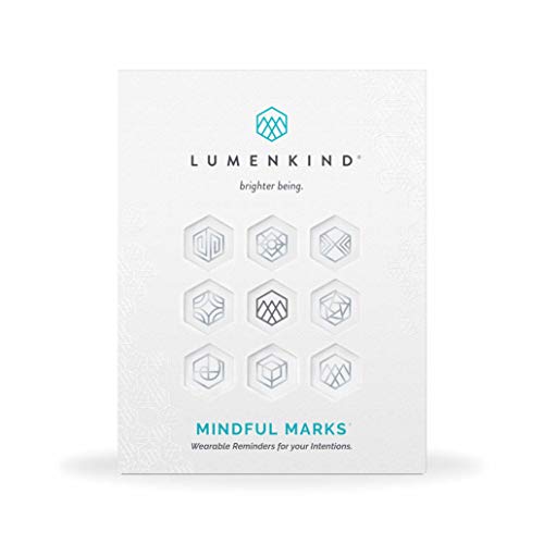 LumenKind, Mindful Marks (Platinum) 31 Tiny Temp Tattoo Mindfulness Stickers - Wearable Reminders for your Intentions. Choose your Focus - Set your Intention - Renew your Commitment LUMENKIND