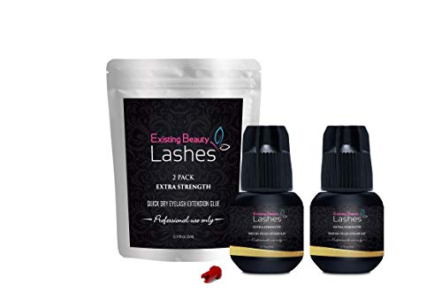 Extra Strong Eyelash Extension Glue Adhesive For Professional Eyelash Extension Artists For Individual EyeLash Extensions: Drys in 1-2s with 6-7 Week Retention 5ml by Existing Beauty Lashes (2PACK) Existing Beauty