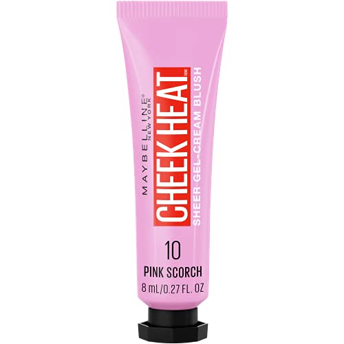 Maybelline Cheek Heat Gel-Cream Blush Makeup, Lightweight, Breathable Feel, Sheer Flush Of Color, Natural-Looking, Dewy Finish, Oil-Free, Pink Scorch, 0.27 Fl Oz Maybelline New York