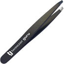 Tweezer Guru Tweezers for Eyebrows - 1 Pack Slant Tip Professional Stainless Steel Eyebrow Tweezers for Women & Men - Great Precision on Brow, Facial Hair & Ingrown Hair (Black) TWEEZER GURU