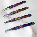 M LASH Set Of 4 Diamond Grip Eyelash Extensions Tweezers - Japanese Steel Lash Supply (Multi-Color) M Store