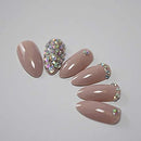EDA LUXURY BEAUTY NUDE PINK BEIGE 3D LUXE JEWEL DESIGN Full Cover Press On Nails Acrylic Nail Kit Artificial Nail Tips Long False Nails Oval Round Pointed Almond Stiletto Nail Art Fashion Fake Nails EDA LUXURY BEAUTY