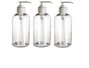 3 Pack – 8 oz - Clear Boston Plastic Bottles – White Pump- for Essential Oils, Perfumes, Cleaning Products- By Natural Farms Natural Farms