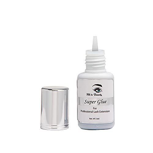 All in Beauty Eyelash Extension Super Glue, False Eyelash Adhesive, Lash Extension Supplies for Professionals Eyelashes Artists, Powerful Bonding Adhesive, 1 Second Drying time (5ml) All in beauty