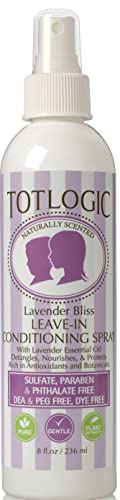 TotLogic Kids Detangler Spray and Leave In Conditioner - Naturally Scented with Essential Oils - Lavender, 8 oz TotLogic