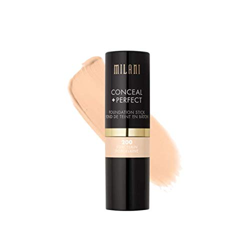 Milani Conceal + Perfect Foundation Stick - Porcelain (0.46 Ounce) Vegan, Cruelty-Free Cream Foundation - Cover Under-Eye Circles, Blemishes & Skin Discoloration for a Flawless Finish Milani